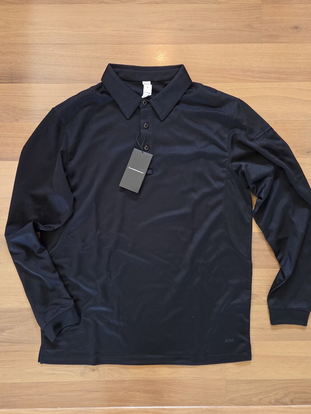 Men's Black Long-Sleeve Polo Shirt